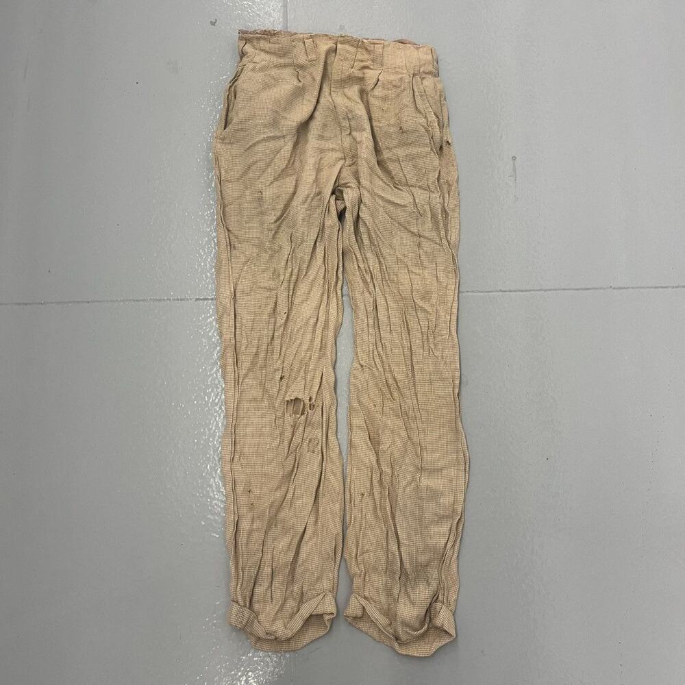Vintage 40s Glen-More Beige Pattern Rayon Pants 29x29